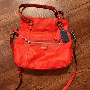 Coach Bold Red Leather Shoulder Bag